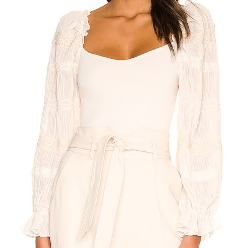 Astr Ivory Square Neck Puff Sleeve Camisole